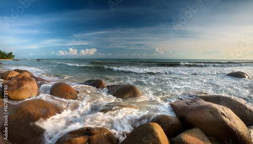beautiful seascape at teluk cempedak beach kuantan pahang malaysia