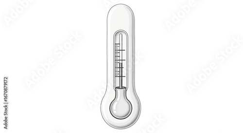 Illustrated thermometer with scale on a pure white background studio shot