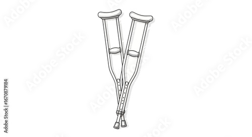 Illustration depicting a pair of crutches, symbolizing support and recovery