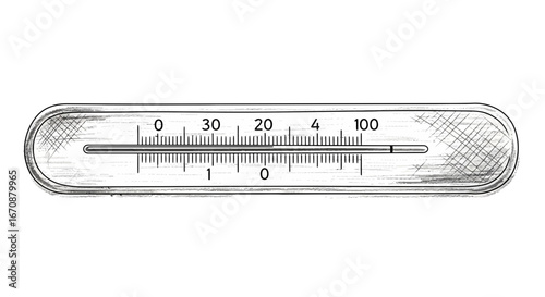 Vintage style illustration showcasing thermometer instrument with readings scale