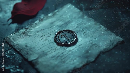 Mysterious Sealed Letter: A Dark Teal Enigma