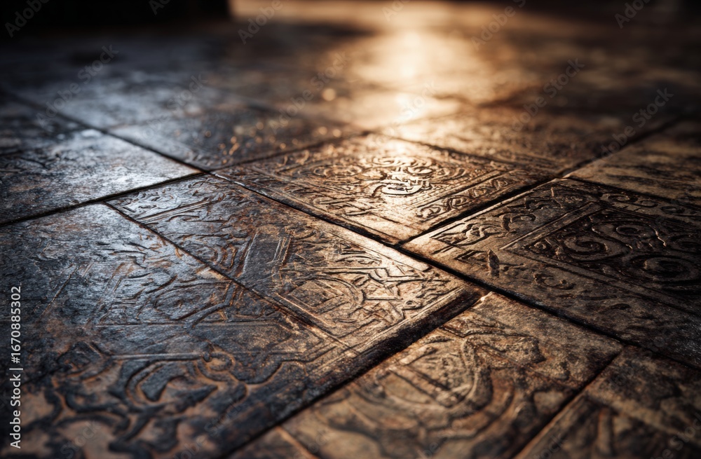 Naklejka premium Ornate stone floor tiles