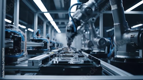 Industrial Robot Arm Welding Sparks in Modern Factory Setting