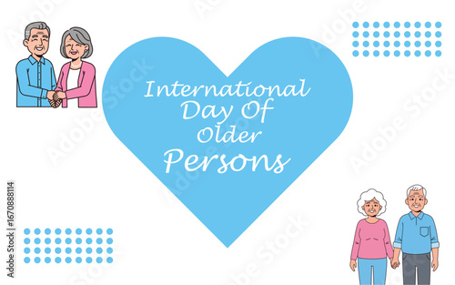 International Day of Older Persons with elderly couple and heart.