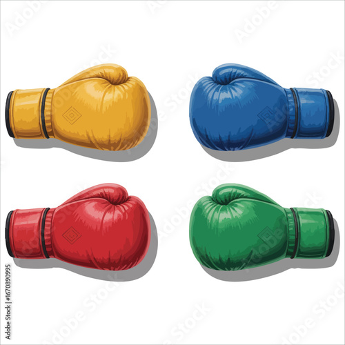 pair of boxing gloves left and right isolated vector art isolated on white background