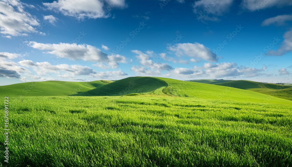 Fototapeta premium landscape with green grass and sky