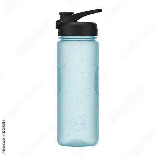 Stay hydrated with this sleek, modern blue water bottle featuring a secure flip-top lid and textured grip.