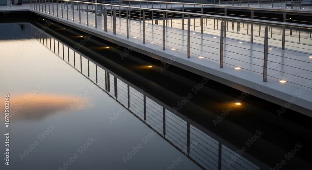 Obraz premium Modern bridge reflection over water landscape architecture minimalist design