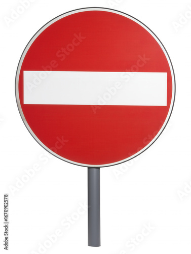 Free Download Red no entry traffic sign with white stripe on gray pole on transparent background - GFXLoad