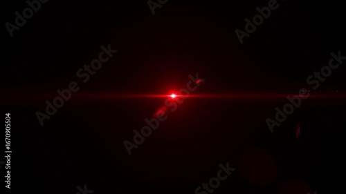 Red Lens Flare Beam light appears and disappears animation. blinking red light effect. Glowing Light Rays. 4k stock video.