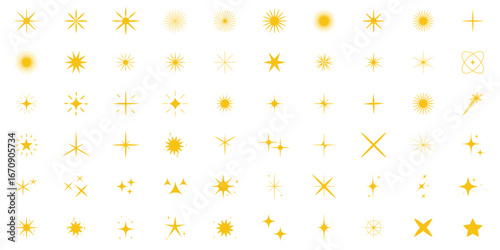 Y2k of star shapes starbursts, sparkles, and orbit elements set.Abstract minimal twinkles with cosmic orbits. Classic Retro Star Shapes and Twinkles.Minimal modern Retro futuristic icons. Vector
