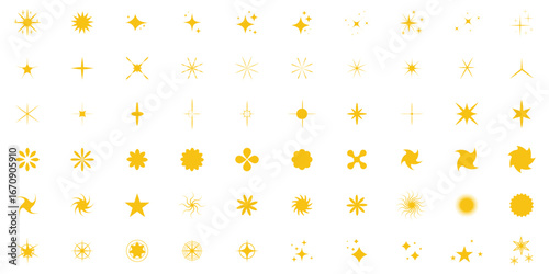 Shine star sparkle vector with yellow star icon set .Decorative twinkle and bursts forms, abstract shining flash symbols shapes vector set. eps 10
