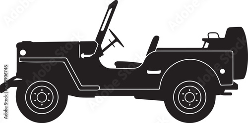 vintage style 4x4 suv vector silhouette with spare wheel rear minimal design for branding and corporate projects