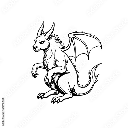 A mythical beast rendering an enchanting illustration of a fantasy dragon creature majestic winged