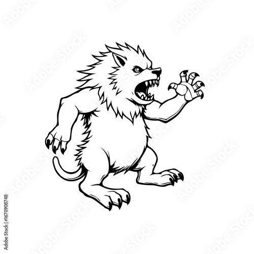 Aggressive werewolf vector illustration depicting a fierce and menacing creature ready to attack