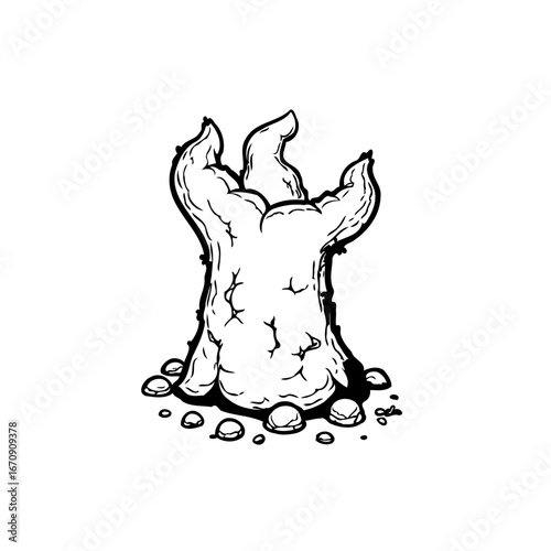 Eerie hand emerging from the ground captivating illustration a mystical scene evoking fantasy and