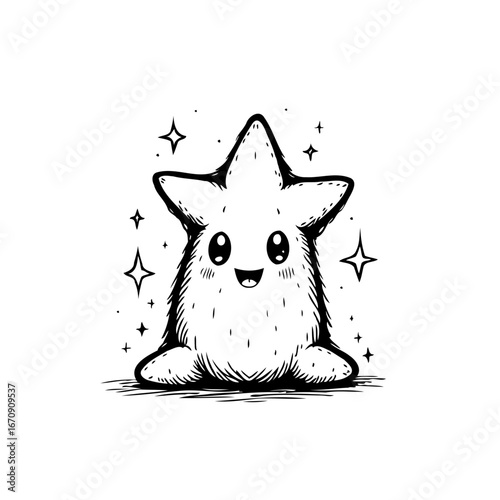 Enchanting cosmic companion whimsical star character adorable illustration inviting feelings of