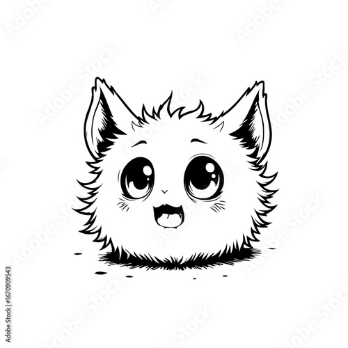 Enchanting feline portrait features captivating big eyes and adorable expression radiates playful