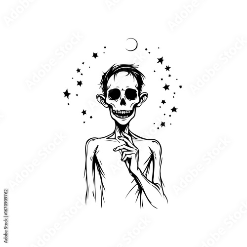 Ethereal depiction of mortal coil an artistic dance between existence and unknown in monochrome
