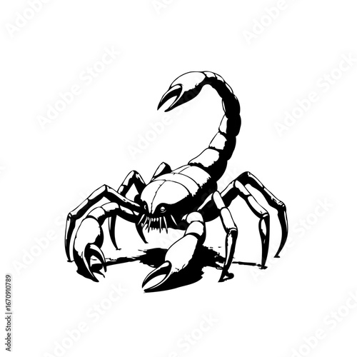 Monochrome depiction of a formidable scorpion conveying danger, precision, and formidable prowess