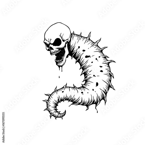 Spiked serpent allegory of mortality an unsettling union of death and grotesque transformation a