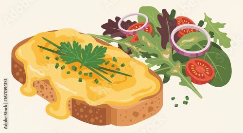 Welsh rarebit day rarebit galês vector 3 of september vector delicious croque madame recipe with salad, gourmet breakfast food and brunch ideas for special occasions