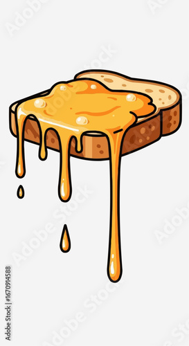 Welsh rarebit day rarebit galês vector 3 of september vector cartoon toast with dripping honey vector illustration breakfast food sweet dessert delicious snack morning treat