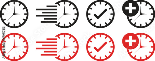 Set of Time, Fast Time, and Approved Time Icons