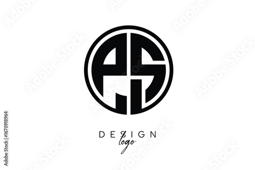 Free Download PS Circular Monogram Logo Modern Black & White Emblem for Luxury Branding & Elegant Visual Identity - GFXLoad