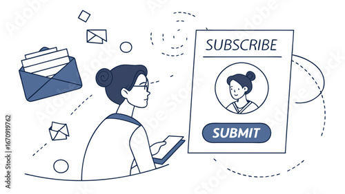 Online Newsletter Subscription Illustration Email Marketing Concept Digital Communication Graphic.
