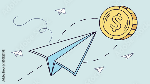 Paper Airplane and Coin.