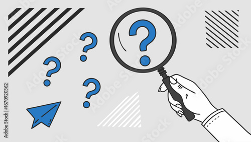 Questioning with a magnifying glass.