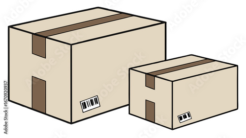 Two Cardboard Boxes of Different Sizes.