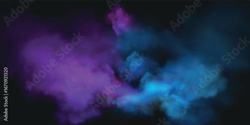 modern blue smoke on black background. vector art