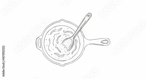National grits for breakfast day september 2nd vector delicious soup recipe in cast iron skillet with spoon vector illustration cooking concept design art