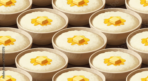 National grits for breakfast day september 2nd vector delicious creamy grits with butter breakfast recipe southern comfort food traditional cuisine home cooking style