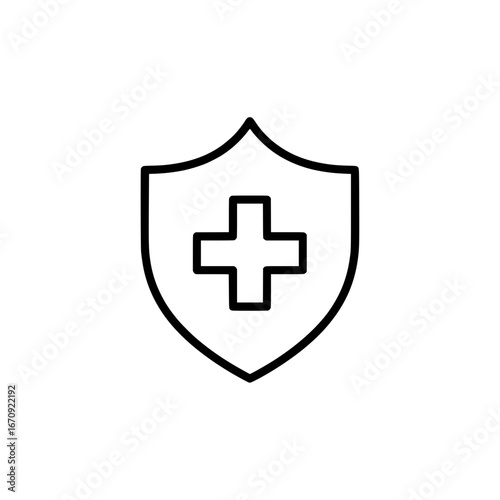 Healthcare shield icon representing medical protection, safety, and health insurance concept for digital and print designs, vital for wellness applications