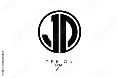 JD Circular Monogram Logo Modern Black & White Emblem for Luxury Branding & Elegant Visual Identity