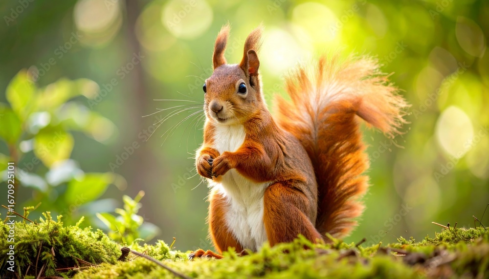 Obraz premium Red Squirrel in the forest