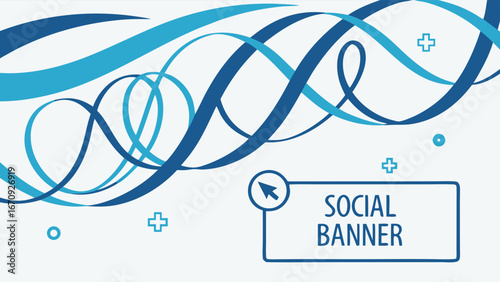 Abstract Blue Swirls Social Media Banner Design Template for Web Blog and Advertisement.