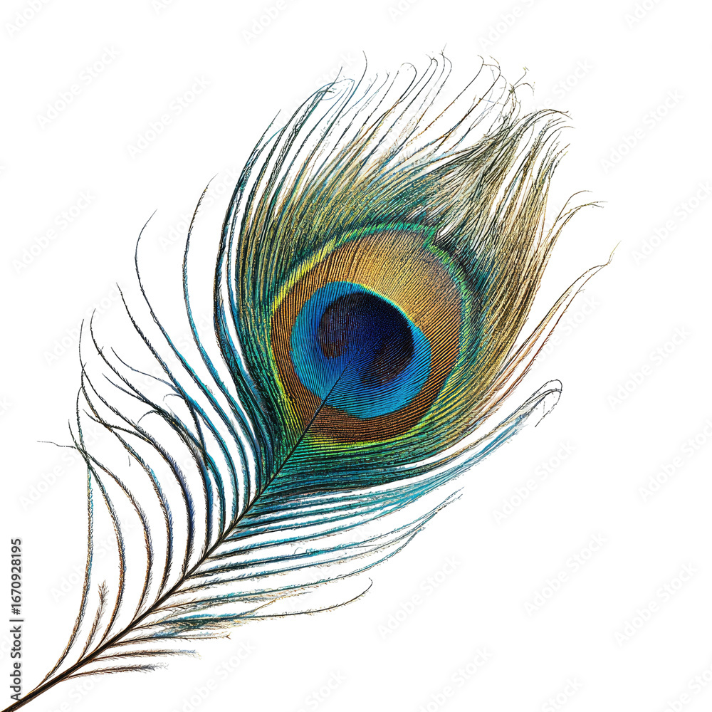 Obraz premium Peacock Feather on Transparent Background