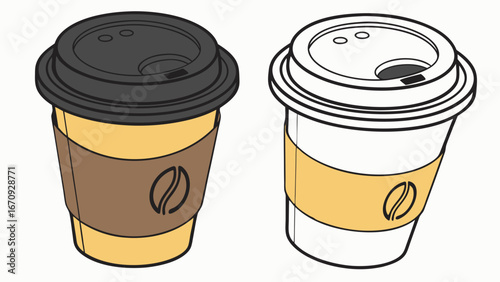 Disposable Coffee Cups To Go Coffee Cafe Beverage Hot Drink Take Away Container Coffee Shop Cafe Illustration Coffee Design Menu Graphic Beverage Icon Simple Design Minimalist Style Takeaway Cup Coff.