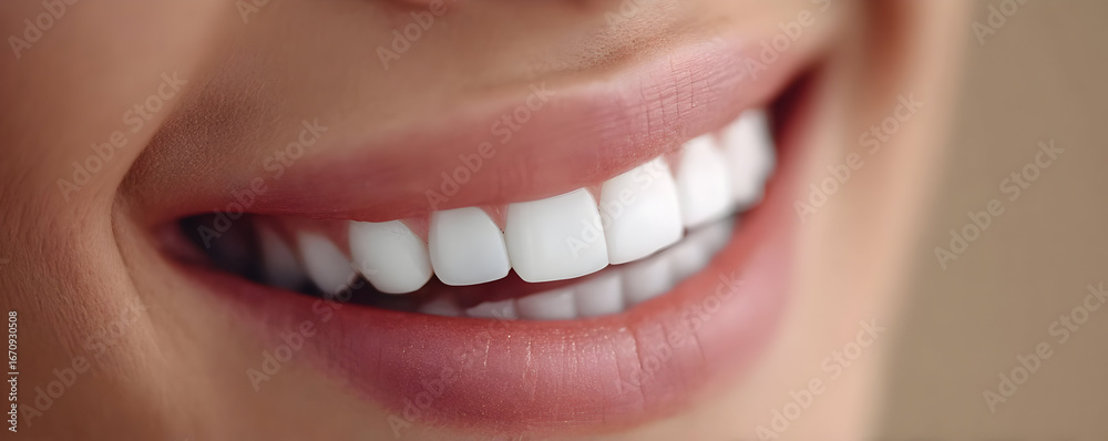 Obraz premium A close-up image of a person smiling with bright, white teeth, showcasing dental health and happiness. Perfect for wellness and dental care themes.