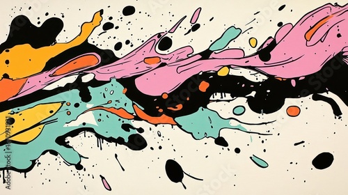 Abstract colorful splashes on a light background, evoking creativity and energy.