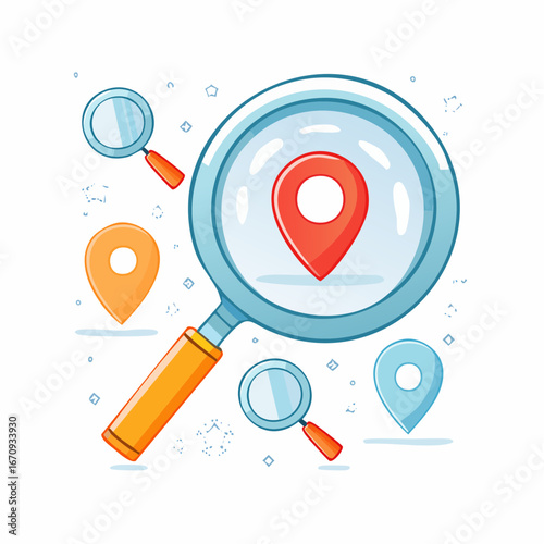 Flat vector search icon set with magnifying glasses and abstract find symbols. Clean professional design for apps and websites.