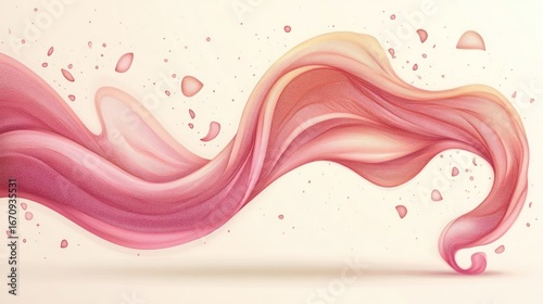 A flowing abstract design in soft pink hues, evoking movement and elegance.