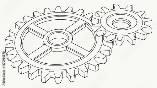 Interlocking Gears Mechanical Engineering Design Illustration.