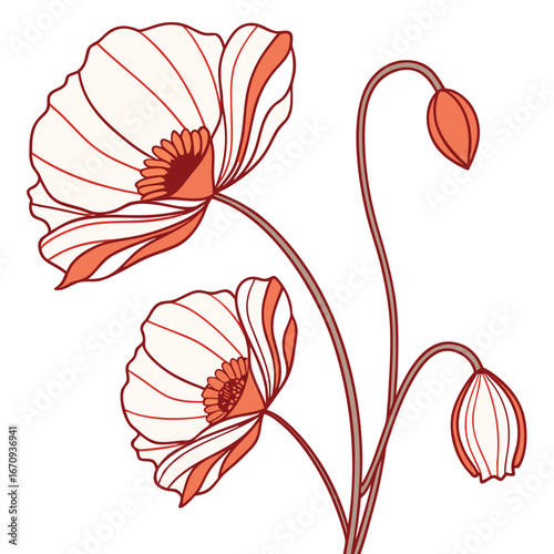 A poppy flower icon with a delicate, wavy petal structure.