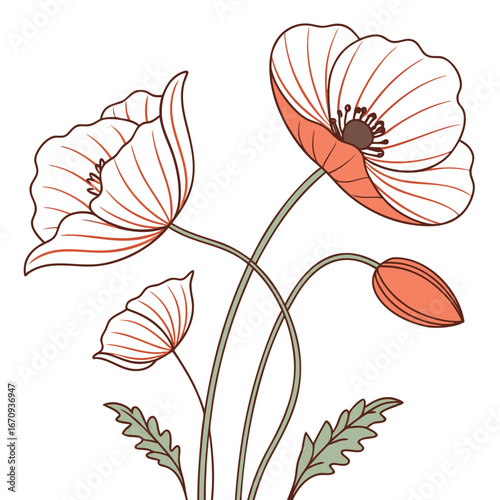 A poppy flower icon with a delicate, wavy petal structure.