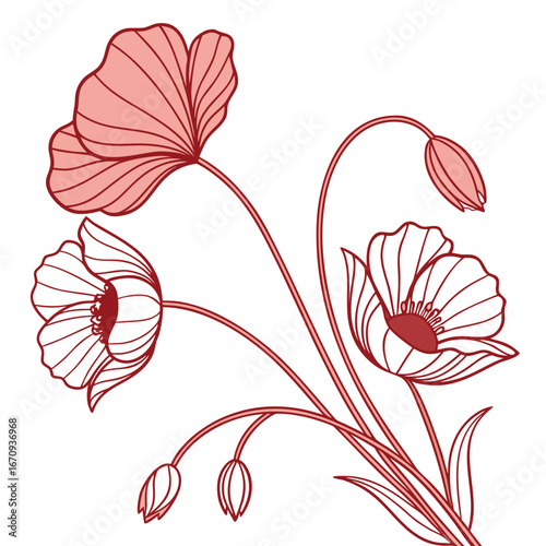 A poppy flower icon with a delicate, wavy petal structure.